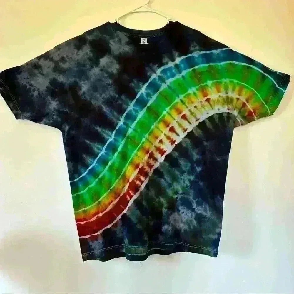 Navy and rainbow tie dye shirt NWOT